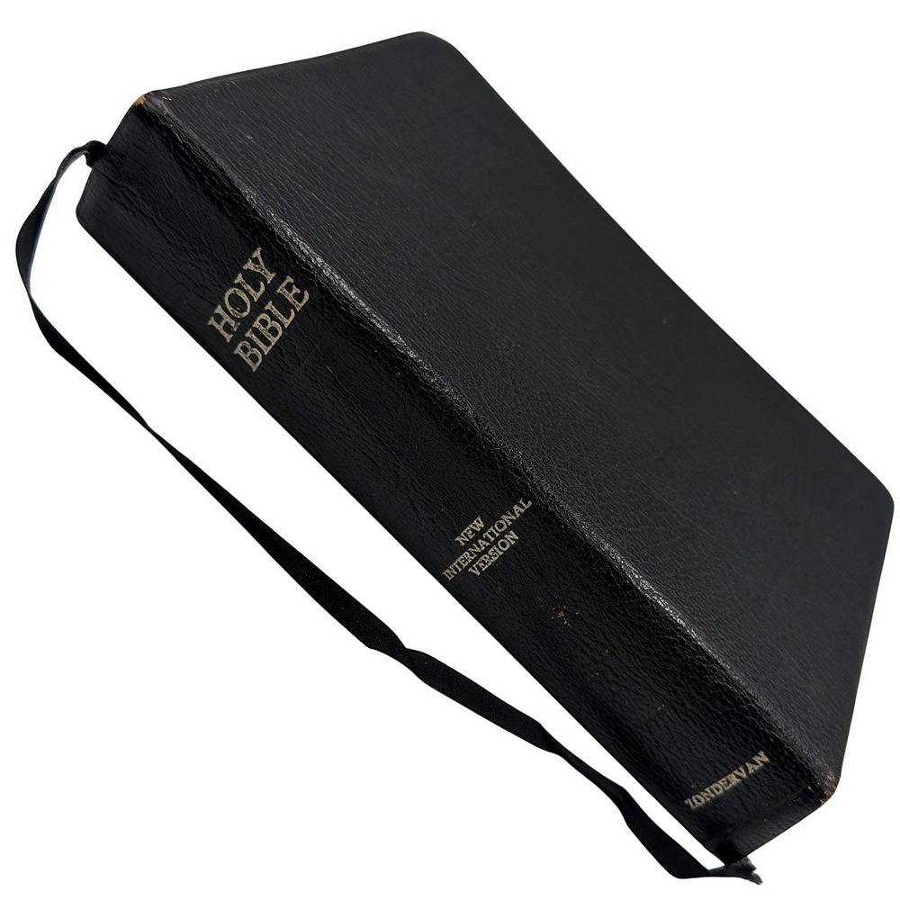 Zondervan NIV Holy Bible Top Grain Cowhide Leather Black Gold Gilts Vintage 1978